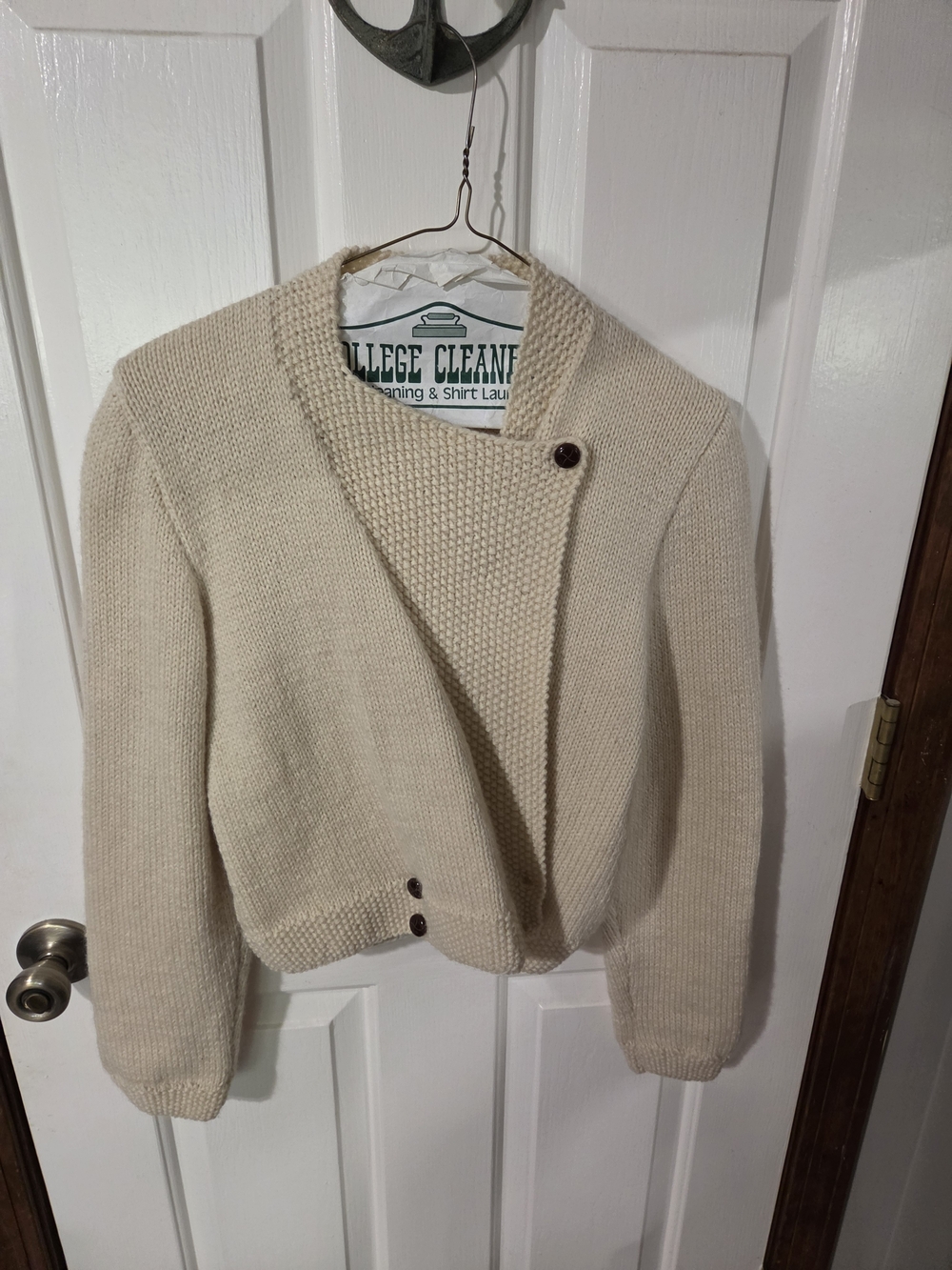 Berek Cream Knit Shawl-Collar Cardigan